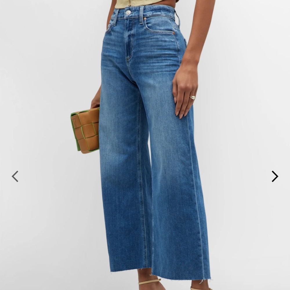 PAIGE Anessa High Waist Raw Hem Flare Leg Jeans